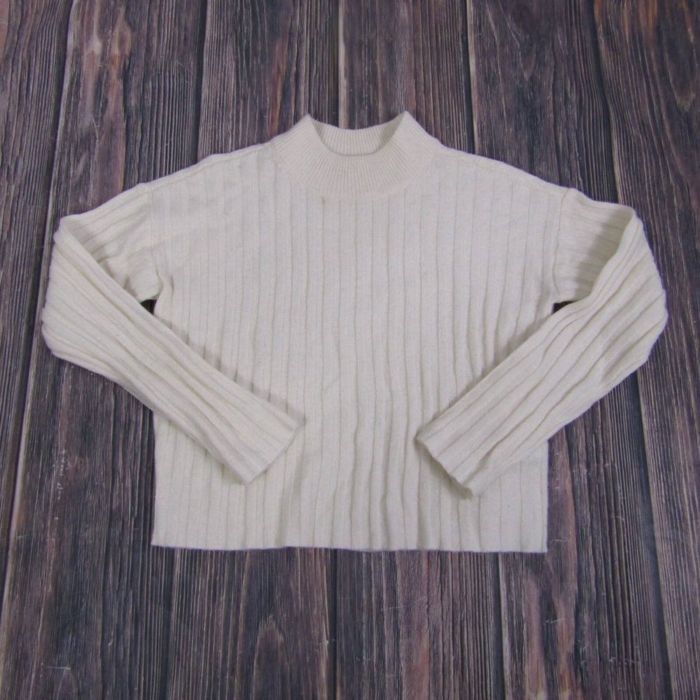 Madewell‎ Womens XXS Mockneck Crop Sweater Pullover Ivory White